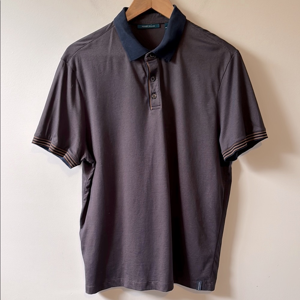 Perry Ellis Brown Polo Shirt Classic Short-Sleeve Design
